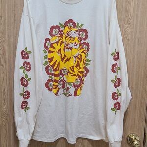 Floral Graphic Long Sleeve Tee - White